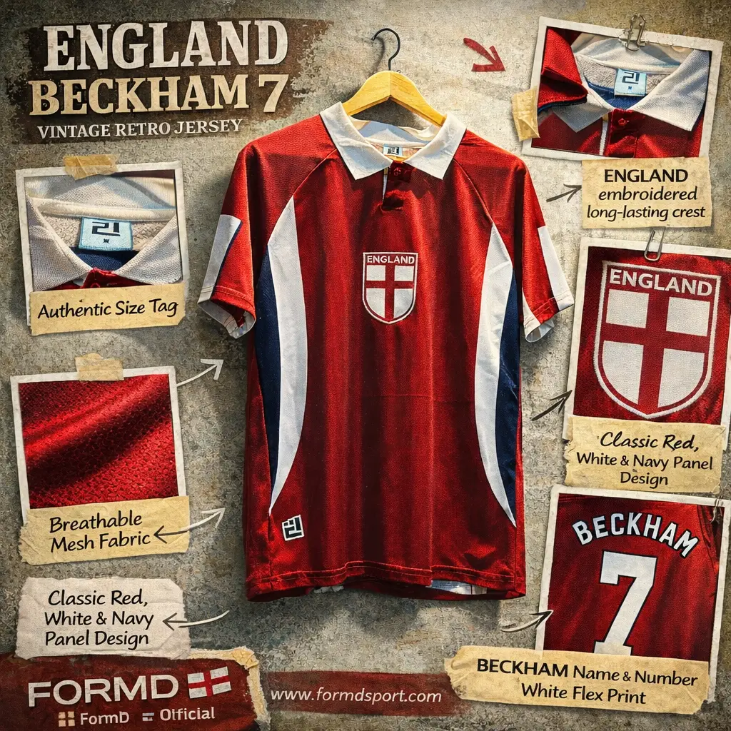 เสื้อฟุตบอลทีมชาติอังกฤษ 1998 CONVERT สีแดง ชุดเยือน