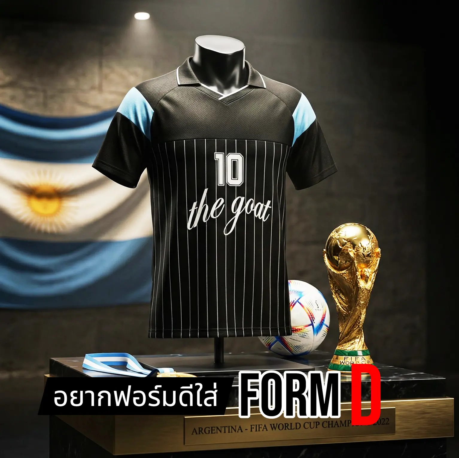 FORM D เสื้อกีฬาวินเทจ Black Argentina คอปก อาเจนติน่า ทรง