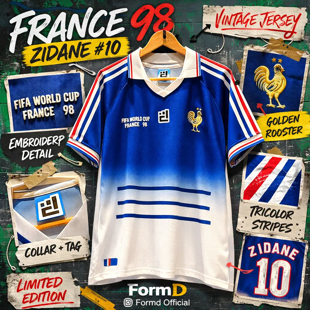 FORM D เสื้อฟุตบอล ทีมชาติ ฝรั่งศษปี 1998 Edition Home &