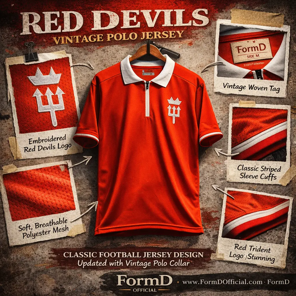 FORM D S-4XL คอซิบ เสื้อกีฬา ผีแดง แขนสั้น คอปก ทรง
